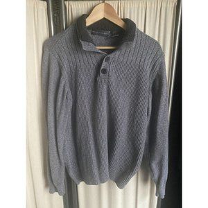 EUC Oscar de La Renta Sweater Men's Large Season Fall 13 Sherpa Like Collar Grey